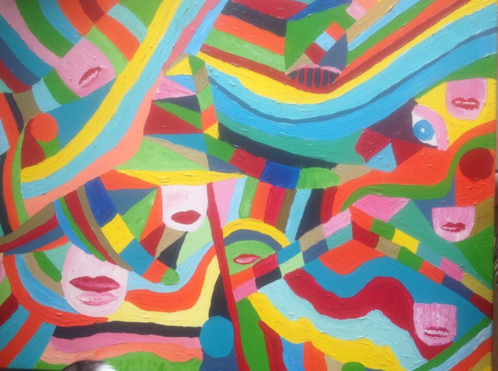 Amour Voyage intérieur acrylique sur toile vernis glossy 79x60cm