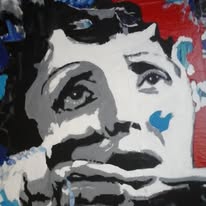 Piaf oeuvre à 4 mains collages huile Dalva Luciano Antonino