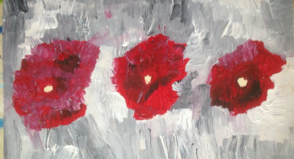 Coquelicots huile vernis glossy 16 x27,5 cm