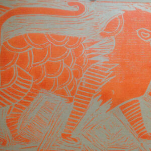 Leo-otis orange pièce unique 20x30 cm 550 euros