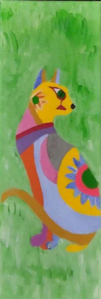 Série de Chats pop art Ovide acrylique sur toile vernis glossy 45x15cm 260 euros